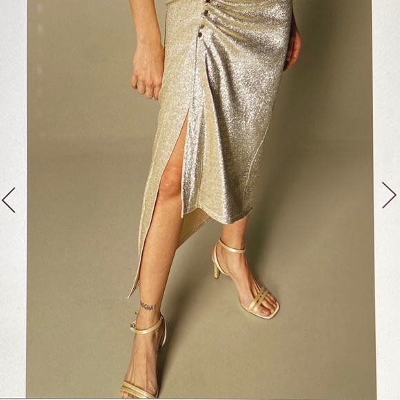 Paco Rabanne Metallic Ruched Asymmetrical Lurex Dress US4 NWT - Picture 5 of 13